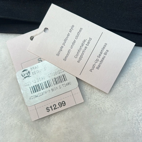 Aerie Strapless Black Pushup Seamless Bandeau Bra. Size Small. NWT. - Picture 2 of 5